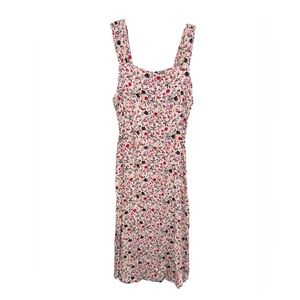 Bobeau Pink Multicolor Floral Midi Dress Size Medium